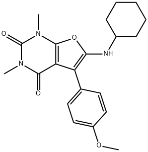 Furo[2,3-d]pyrimidine-2,4(1H,3H)-dione,  6-(cyclohexylamino)-5-(4-methoxyphenyl)-1,3-dimethyl- 구조식 이미지