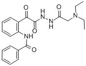 Benzeneacetic acid, 2-(benzoylamino)-alpha-oxo-, 2-((diethylamino)acet yl)hydrazide Structure