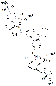 tetrasodium 8,8'-[cyclohexylidenebis(4,1-phenyleneazo)]bis[7-hydroxynaphthalene-1,3-disulphonate] Structure