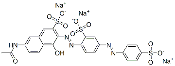 trisodium 7-acetamido-4-hydroxy-3-[[2-sulphonato-4-[(4-sulphonatophenyl)azo]phenyl]azo]naphthalene-2-sulphonate 구조식 이미지