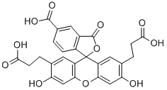 2`,7`-Bis(2-carboxyethyl)-5(6)-carboxyfluorescein 구조식 이미지