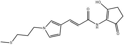 (E)-N-(2-Hydroxy-5-oxo-1-cyclopentene-1-yl)-3-[1-[3-(methylthio)propyl]-1H-pyrrole-3-yl]propenamide 구조식 이미지