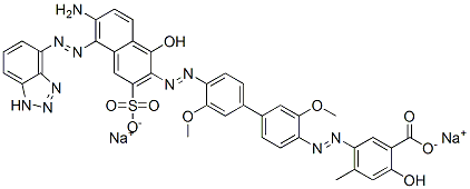 disodium 5-[[4'-[[6-amino-5-(1H-benzotriazol-4-ylazo)-1-hydroxy-3-sulphonato-2-naphthyl]azo]-3,3'-dimethoxy[1,1'-biphenyl]-4-yl]azo]-4-methylsalicylate 구조식 이미지