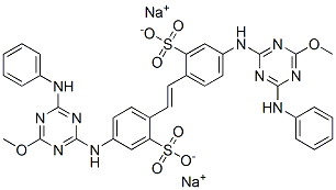 sodium 4,4'-bis[[6-anilino-4-methoxy-1,3,5-triazin-2-yl]amino]stilbene-2,2'-disulphonate Structure