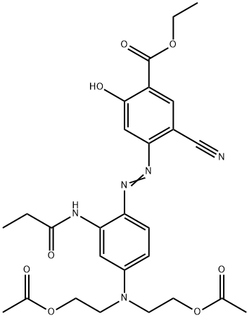 ethyl 4-[[4-[bis[2-(acetyloxy)ethyl]amino]-2-[(1-oxopropyl)amino]phenyl]azo]-5-cyanosalicylate Structure