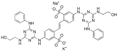 potassium sodium 4,4'-bis[[6-anilino-4-[(2-hydroxyethyl)amino]-1,3,5-triazin-2-yl]amino]stilbene-2,2'-disulphonate 구조식 이미지