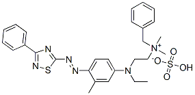 benzyl[2-[ethyl[4-[(3-phenyl-1,2,4-thiadiazol-5-yl)azo]-m-tolyl]amino]ethyl]dimethylammonium hydrogen sulphate 구조식 이미지