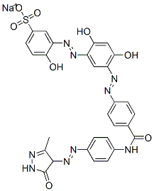 sodium 3-[[5-[[4-[[4-[(4,5-dihydro-3-methyl-5-oxo-1H-pyrazol-4-yl)azo]anilino]carbonyl]phenyl]azo]-2,4-dihydroxyphenyl]azo]-4-hydroxybenzenesulphonate 구조식 이미지
