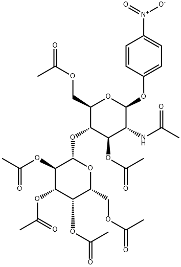 4-Nitrophenyl2-acetamido-3,6-di-O-acetyl-4-O-(2,3,4,6-tetra-O-acetyl-b-D-galactopyranosyl)-2-deoxy-b-D-glucopyranoside 구조식 이미지