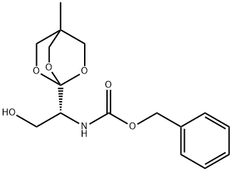 1-[N-BENZYLOXYCARBONYL-(1R)-1-AMINO-2-HYDROXYETHYL]-4-METHYL-2,6,7-TRIOXABICYCLO[2.2.2]OCTANE 구조식 이미지