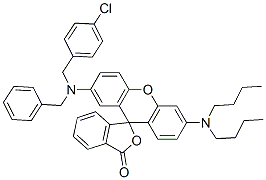 2'-[benzyl(4-chlorobenzyl)amino]-6'-(dibutylamino)spiro[isobenzofuran-1(3H)-9'[9H]-xanthene]-3-one Structure