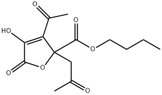 butyl 3-acetyl-2,5-dihydro-4-hydroxy-5-oxo-2-(2-oxopropyl)furoate 구조식 이미지