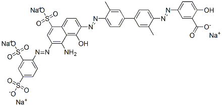 5-[[4'-[[8-amino-7-[(2,4-disulphophenyl)azo]-1-hydroxy-5-sulpho-2-naphthyl]azo]-3,3'-dimethyl[1,1'-biphenyl]-4-yl]azo]salicylic acid, sodium salt 구조식 이미지