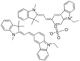 bis[3-[(1,3-dihydro-1,3,3-trimethyl-2H-indol-2-ylidene)ethylidene]-9-ethyl-3H-carbazolium] sulphate Structure