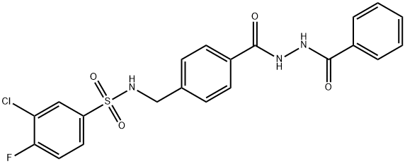 3-클로로-4-플루오로-N-[4-[[2-(페닐카르보닐)히드라지노]카르보닐]벤질]벤젠술폰아미드 구조식 이미지