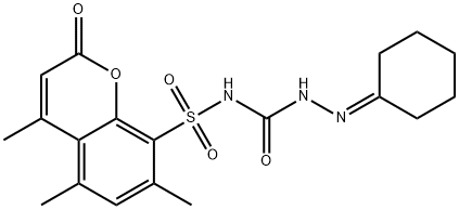 3-(cyclohexylideneamino)-1-(4,5,7-trimethyl-2-oxo-chromen-8-yl)sulfony l-urea Structure
