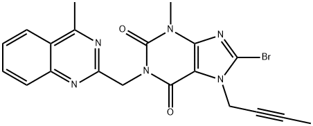 8-Bromo-7-but-2-ynyl-3-methyl-1-(4-methyl-quinazolin-2-ylmethyl)-3,7-dihydro-purine-2,6-dione Structure