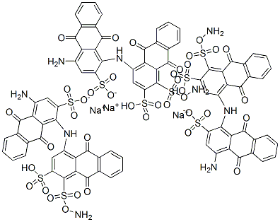 trisodium 1-amino-4-[(4- amino-9,10-dihydro-9,10-dioxosulphonato-1-anthryl)amino]-9,10-dihydro-9,10-dioxoanthracenedisulphonate Structure