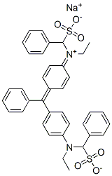 hydrogen (ethyl)[4-[alpha-[4-[ethyl(sulphonatobenzyl)amino]phenyl]benzylidene]cyclohexa-2,5-dien-1-ylidene](sulphonatobenzyl)ammonium, sodium salt  구조식 이미지
