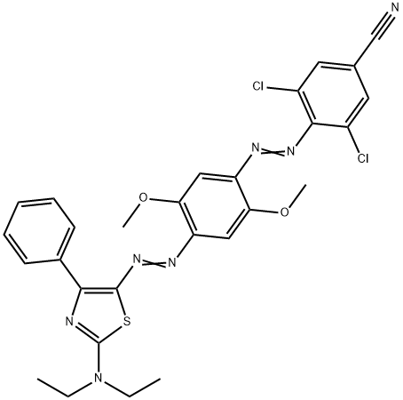 3,5-dichloro-4-[[4-[[2-(diethylamino)-4-phenylthiazol-5-yl]azo]-2,5-dimethoxyphenyl]azo]benzonitrile 구조식 이미지