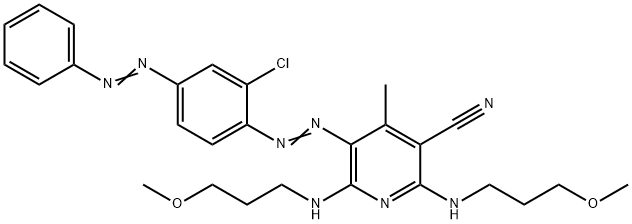 5-[[2-chloro-4-(phenylazo)phenyl]azo]-2,6-bis[(3-methoxypropyl)amino]-4-methylnicotinonitrile 구조식 이미지