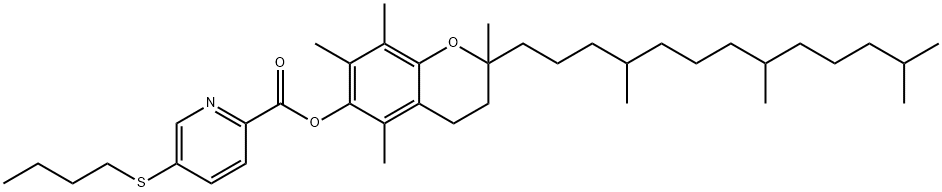 [2,5,7,8-tetramethyl-2-(4,8,12-trimethyltridecyl)chroman-6-yl] 5-butyl sulfanylpyridine-2-carboxylate Structure