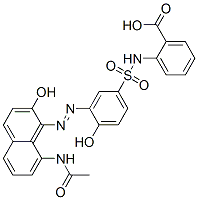 2-[[[3-[[8-acetamido-2-hydroxy-1-naphthyl]azo]-4-hydroxyphenyl]sulphonyl]amino]benzoic acid 구조식 이미지