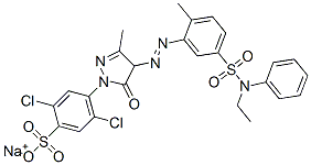 sodium 2,5-dichloro-4-[4-[[5-[(ethylphenylamino)sulphonyl]-o-tolyl]azo]-4,5-dihydro-3-methyl-5-oxo-1H-pyrazol-1-yl]benzenesulphonate 구조식 이미지