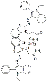 bis[3-(3-amino-3-oxopropyl)-2-[(1-ethyl-2-phenyl-1H-indol-3-yl)azo]benzothiazolium] tetrachlorozincate 구조식 이미지