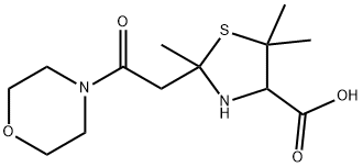 4-Thiazolidinecarboxylic acid, 2,5,5-trimethyl-2-(2-(4-morpholinyl)-2- oxoethyl)- 구조식 이미지