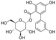 alpha-D-Glucopyranose, 1-(3,3',5-trihydroxy(1,1'-biphenyl)-2-carboxylate) 구조식 이미지