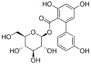 beta-D-Glucopyranose, 1-(3,3',5-trihydroxy(1,1'-biphenyl)-2-carboxylate) 구조식 이미지