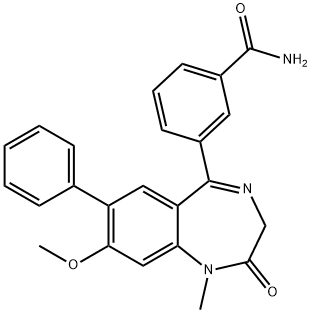 Benzamide, 3-(2,3-dihydro-8-methoxy-1-methyl-2-oxo-7-phenyl-1H-1,4-benzodiazepin-5-yl)- Structure