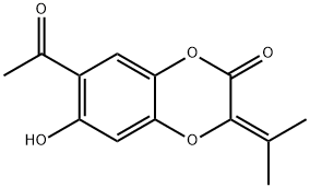 1,4-Benzodioxin-2(3H)-one,  7-acetyl-6-hydroxy-3-(1-methylethylidene)- 구조식 이미지