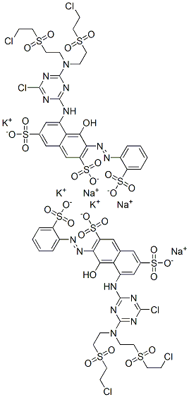 5-[[4-[bis[2-[(2-chloroethyl)sulphonyl]ethyl]amino]-6-chloro-1,3,5-triazin-2-yl]amino]-4-hydroxy-3-[(2-sulphophenyl)azo]naphthalene-2,7-disulphonic acid, potassium sodium salt Structure