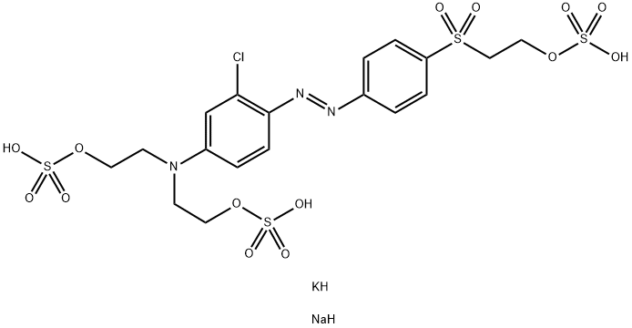 2,2'-[[3-chloro-4-[[4-[[2-(sulphooxy)ethyl]sulphonyl]phenyl]azo]phenyl]imino]bisethyl bis(hydrogen sulphate), potassium sodium salt  Structure