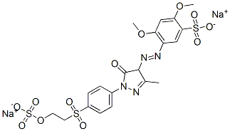 5-[[4,5-dihydro-3-methyl-5-oxo-1-[4-[[2-(sulphooxy)ethyl]sulphonyl]phenyl]-1H-pyrazol-4-yl]azo]-2,4-dimethoxybenzenesulphonic acid, sodium salt 구조식 이미지