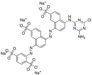 tetrasodium 2-[[4-[[4-[(4-amino-6-chloro-1,3,5-triazin-2-yl)amino]-7-sulphonato-1-naphthyl]azo]-7-sulphonato-1-naphthyl]azo]benzene-1,4-disulphonate 구조식 이미지