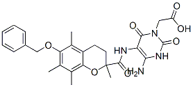 1(2H)-Pyrimidineacetic  acid,  4-amino-5-[[[3,4-dihydro-2,5,7,8-tetramethyl-6-(phenylmethoxy)-2H-1-benzopyran-2-yl]carbonyl]amino]-3,6-dihydro-2,6-dioxo- Structure