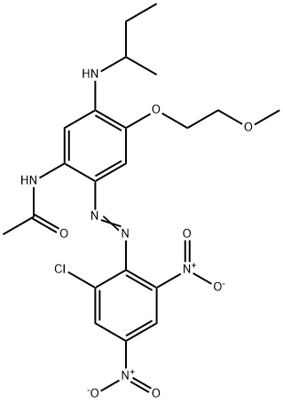 N-[2-[(2-chloro-4,6-dinitrophenyl)azo]-4-(2-methoxyethoxy)-5-[(1-methylpropyl)amino]phenyl]acetamide 구조식 이미지