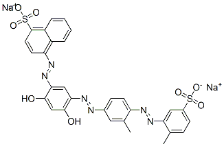 disodium 4-[[2,4-dihydroxy-5-[[3-methyl-4-[(2-methyl-5-sulphonatophenyl)azo]phenyl]azo]phenyl]azo]naphthalene-1-sulphonate 구조식 이미지