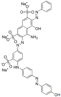 trisodium 4-amino-5-hydroxy-3-[[4-[[4-[(4-hydroxyphenyl)azo]phenyl]amino]-3-sulphonatophenyl]azo]-6-(phenylazo)naphthalene-2,7-disulphonate 구조식 이미지