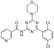 3-Pyridinecarboxamide, N-(4-(2,5-dichlorophenyl)-6-(4-morpholinyl)-1,3 ,5-triazin-2-yl)- Structure