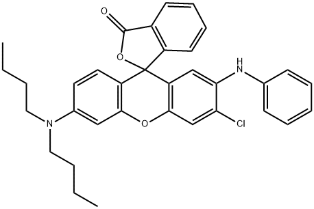 9'-[9H] xanthen]-3-one,3'-chloro-6'-(dibutylamino)-2'-(phenylamino)-Spiro [isobenzofuran-1(3H) 구조식 이미지