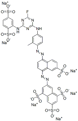 hexasodium 7-(4-(4-(4-(2,5-disulphonatoanilino)-6-fluoro-1,3,5-triazin-2-ylamino)-2-methylphenylazo)-7-sulphonatonaphthylazo)naphthalene-1,3,5- trisulphonate Structure