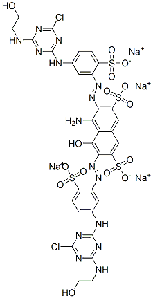 2,7-나프탈렌디술폰산,4-아미노-3,6-비스[[5-[[4-클로로-6-[(2-히드록시에틸)아미노]-1,3,5-트리아진-2-일]아미노]-2-술포페닐]아조]-5-히드록시-,사나트륨염 구조식 이미지