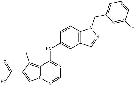 Pyrrolo[2,1-f][1,2,4]triazine-6-carboxylic acid, 4-[[1-[(3-fluorophenyl)methyl]-1H-indazol-5-yl]amino]-5-methyl- Structure