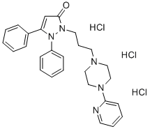 1,5-Diphenyl-2-(3-(4-(2-pyridyl)piperazin-1-yl)propyl)pyrazolin-3-one,  trihydrochloride 구조식 이미지