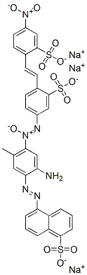 trisodium 5-[[2-amino-5-methyl-4-[[4-[2-(4-nitro-2-sulphonatophenyl)vinyl]-3-sulphonatophenyl]azoxy]phenyl]azo]naphthalene-1-sulphonate 구조식 이미지