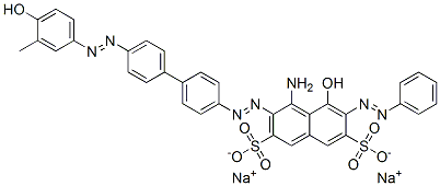 4-amino-5-hydroxy-3-[[4'-[(4-hydroxy-m-tolyl)azo][1,1'-biphenyl]-4-yl]azo]-6-(phenylazo)naphthalene-2,7-disulphonic acid, sodium salt  구조식 이미지